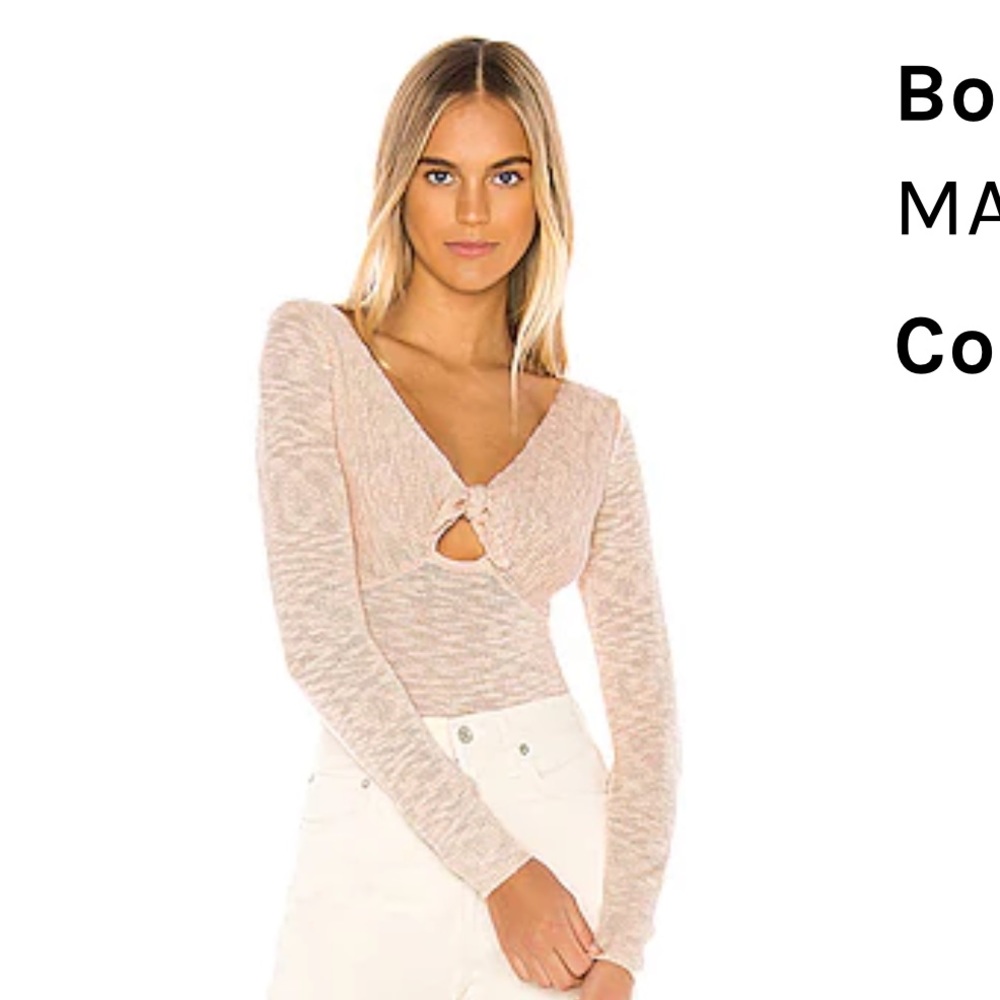 MAJORELLE Blush Pink Twist Front V-Neck Long Sleeve Sweater